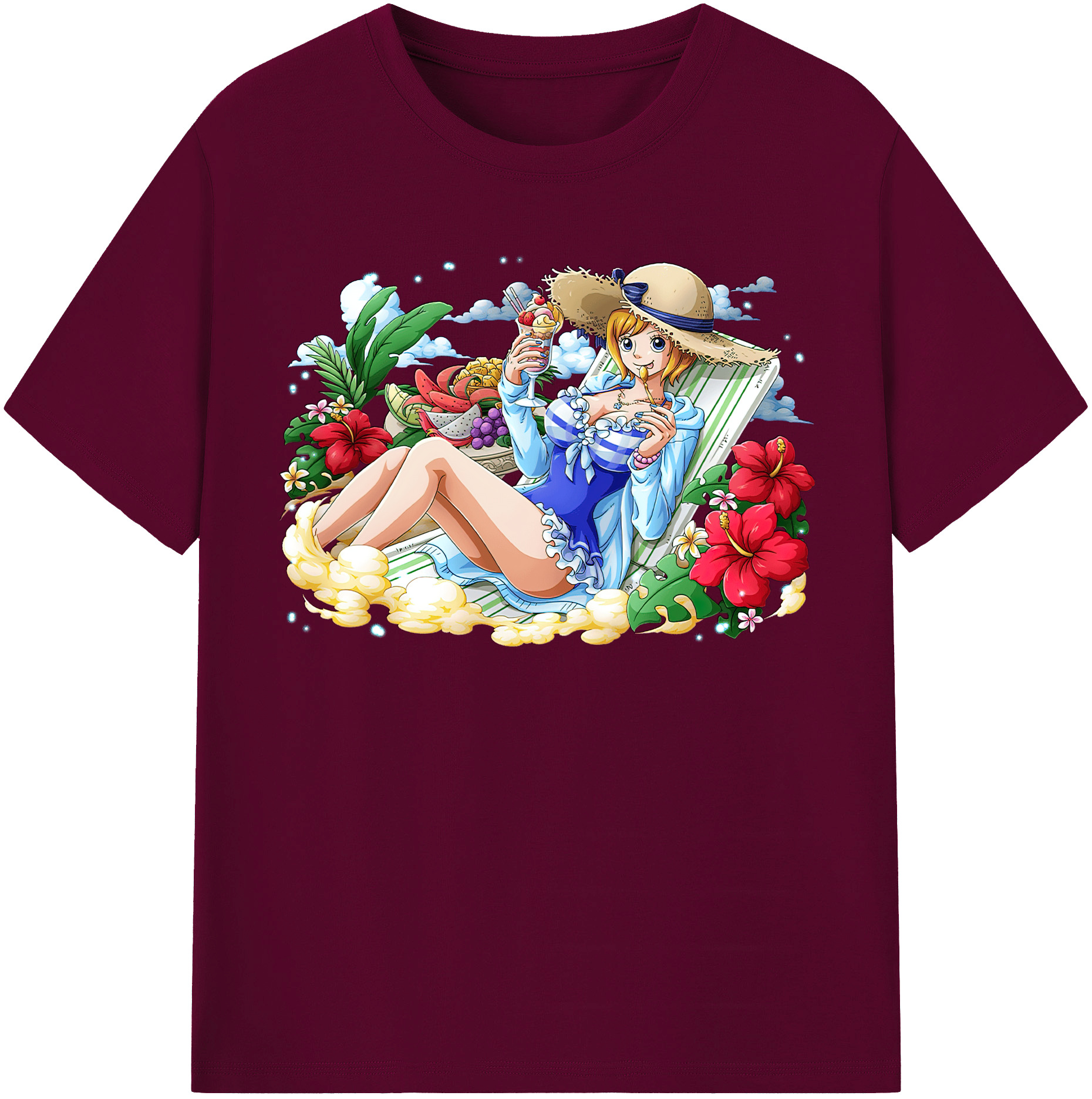 （画像用） ワンピース ナミ ONE PIECE Nami レディースカジュアルプリントTシャツ（綿100％）